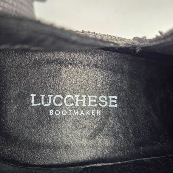 Lucchese Alma Exotic Black Python Vamp Leather Ankle Booties 9.5M - Picture 9 of 13